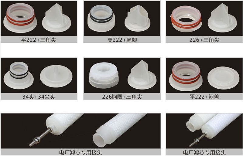 折疊濾芯5寸10寸20寸30寸40寸  PP折疊濾芯222/226所有接口實物圖